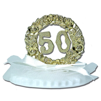 Anniversaire de mariage sur socle double 7,5 cm : 50 ans OR