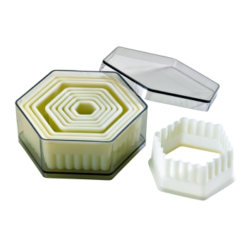 Boite de 9 découpoirs hexagonaux cannelés