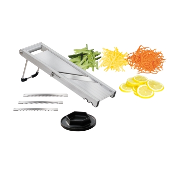 La mandoline équipée de 3 peignes inox 