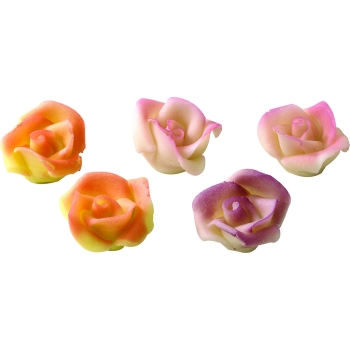 Roses aérographe assorties pâte d'amande 