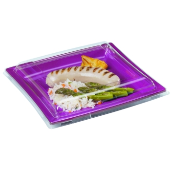 Couvercle Assiette carrée plastique - 25 unités