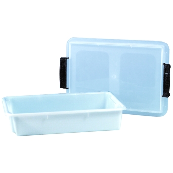 Bac rectangulaire plastique empilable avec couvercle transparent - plusieurs dimensions