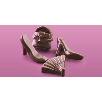 Plaque silicone pour chocolat"Easy Choc" : 14  sujets "Fashion"  (plaque de 214 x 106 mm)  