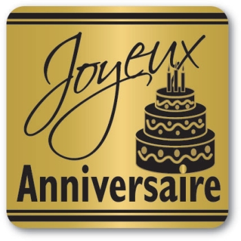 Etiquettes adhésives Joyeux Anniversaire 2 - Boite distributrice de 500 étiquettes adhésives