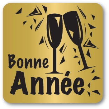 Etiquettes adhésives Bonne Année 2 - Boite distributrice de 500 étiquettes adhésives