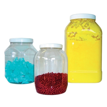 Bocal plastique alimentaire transparent avec couvercle blanc