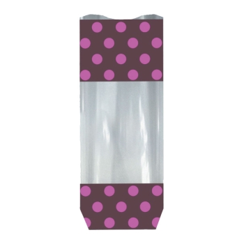 Sac polypropylène Polka choco-rose