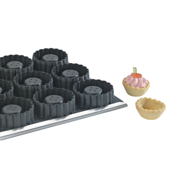 Moules 15 tartelettes rondes cannelées creuses