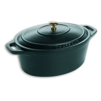 Cocotte ovale noire avec couvercle