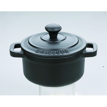 Cocotte ronde noire avec couvercle 