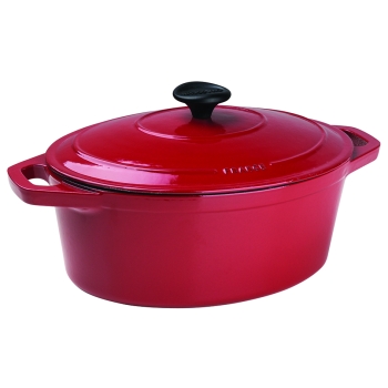 Cocotte ovale rouge avec couvercle - coloris vernis