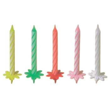 100 Bougies avec bobèche coloris assortis