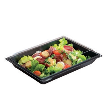 Assiette à couvercle séparé - Fond noir et couvercle cristal