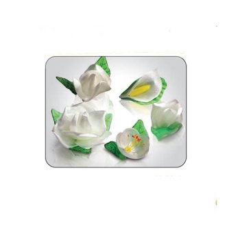18 fleurs fêtes blanches sucre tiré