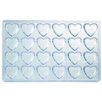 Plaque à bonbons - 24 coeurs diamants