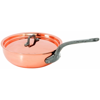 Sauteuse évasée avec couvercle en cuivre 