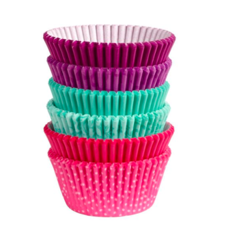 Assortiment de Caissettes roses/turquoises/violets - WILTON 