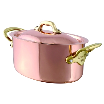  Cocotte ovale avec couvercle en cuivre de service 