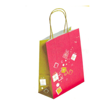 Sac cabas papier kraft impression cadeaux or/rouge