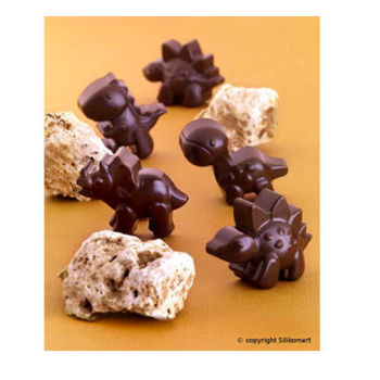 Plaque silicone pour chocolat "Easy Choc": 12  dinosaures (plaque de 214 x 106 mm)   