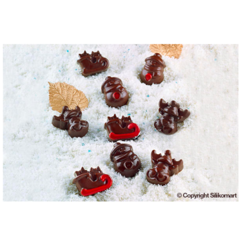 Plaque silicone pour chocolat "Easy Choc" : 15 sujets Noel  (plaque de 214 x 106 mm)