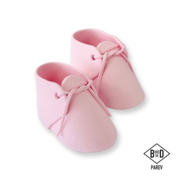 Décoration sucre chaussures de bébé roses - PME