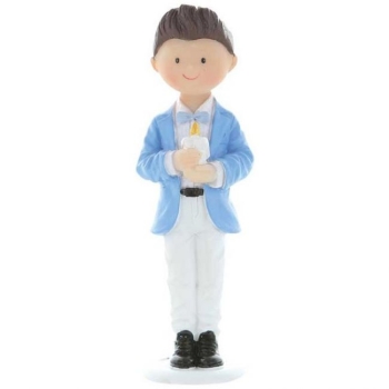 Décor figurine communion - Garçon avec une bougie