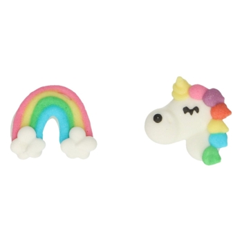 Décors en sucre Licorne & Arc-en-ciel - Funcakes