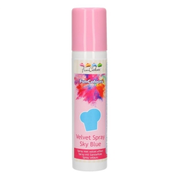 Funcakes - Spray EFFET VELOURS Colorant - Bleu ciel - Halal - RÉSERVÉ AUX PROFESSIONNELS ET AU CAP 