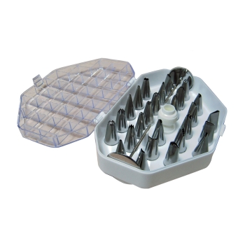 COFFRET DE 26 DOUILLES FINES EN INOX, SPÉCIALES DÉCOR