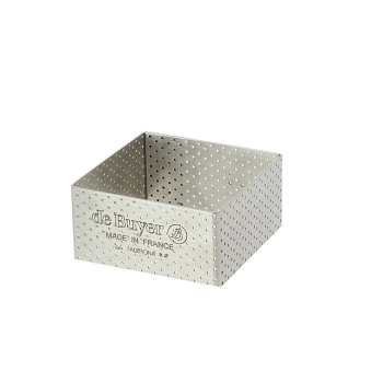 CERCLE À TARTE CARRÉ VALRHONA, INOX PERFORÉ HT 3,5 CM