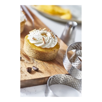 CERCLE À TARTE ROND VALRHONA, INOX PERFORÉ HT 2 CM