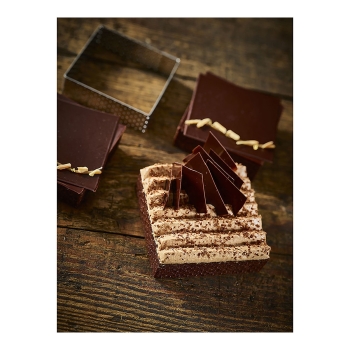 CERCLE À TARTE CARRÉ VALRHONA, INOX PERFORÉ HT 2 CM