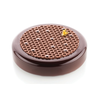 PLAQUE 2 DECORS ALVEOLES ET ABEILLES (ALVEOLE 9)-Ø140X80MM h3.5MM + 21x18MM