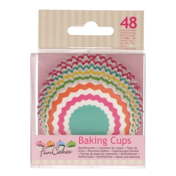 FUNCAKES - CAISSETTES À CUPCAKES - CHEVRONS COLORÉS - PCS 48