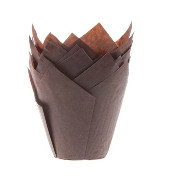 HOUSE OF MARIE CAISSETTES À MUFFIN TULIPE MARRON PCS/36