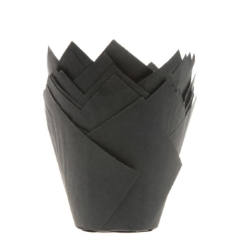 HOUSE OF MARIE CAISSETTES À MUFFIN TULIPE NOIRE PCS/36