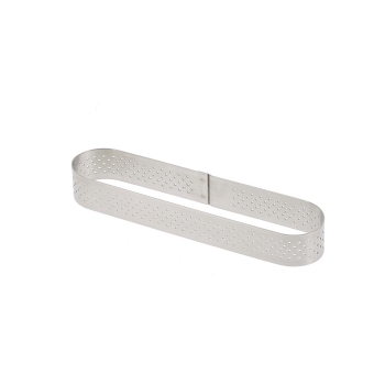 CERCLE À TARTE OBLONG VALRHONA, INOX PERFORÉ HT 2 CM
