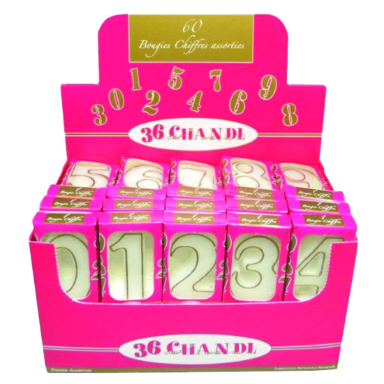 Présentoir de 60 Bougies assorties