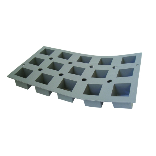 PLAQUE 15 PETITS CUBES 3,5CM ELASTOMOULE, MOUSSE DE SILICONE  (plaque de 300 x 176 mm)