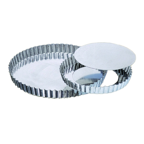 Tourtière cannelée fond mobile fer-blanc
