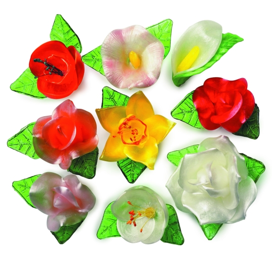 Bouquet floral 18 Fleurs sucre tiré + 30 Feuilles