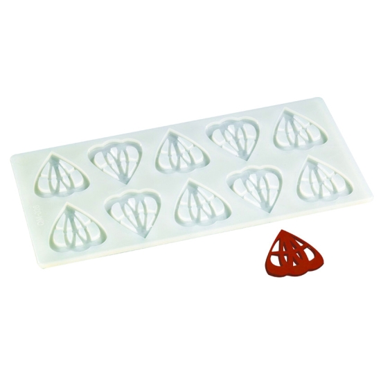 Plaque silicone 10 empreintes feuilles pour Décors Chocolat et Sucre-