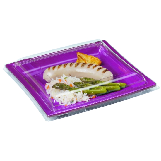 Couvercle Assiette carrée plastique - 25 unités