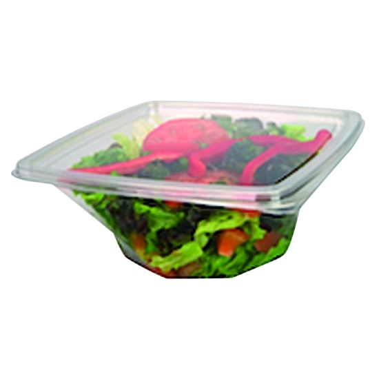 Bol salade carré vrille cristal PET pour utilisation froide - sachet de 50 ou 60 unités