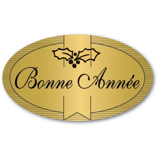 Etiquettes adhésives Bonne Année - Boite distributrice de 500 étiquettes adhésives 
