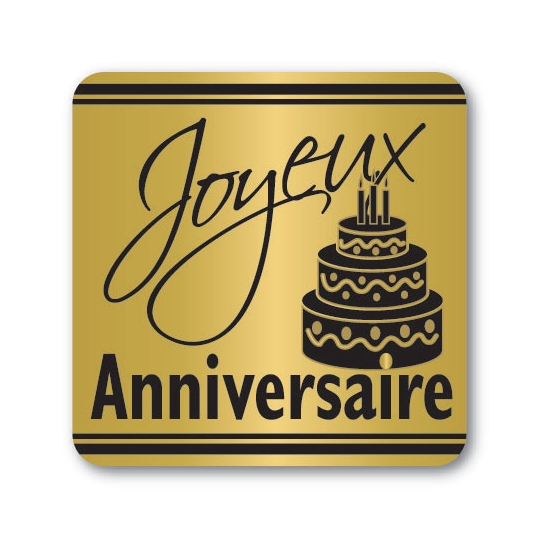 Etiquettes adhésives Joyeux Anniversaire 2 - Boite distributrice de 500 étiquettes adhésives
