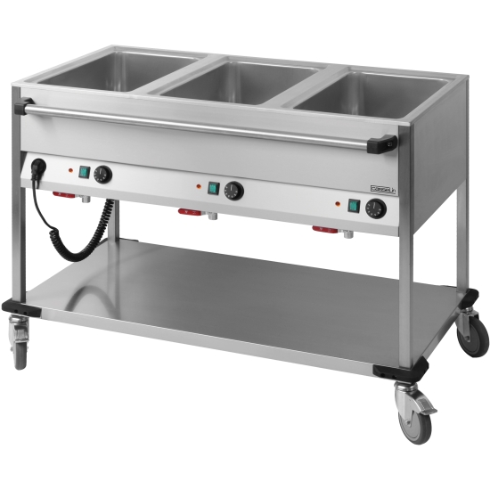 Chariot Bain-Marie à eau 3 x GN 1/1 horizontale