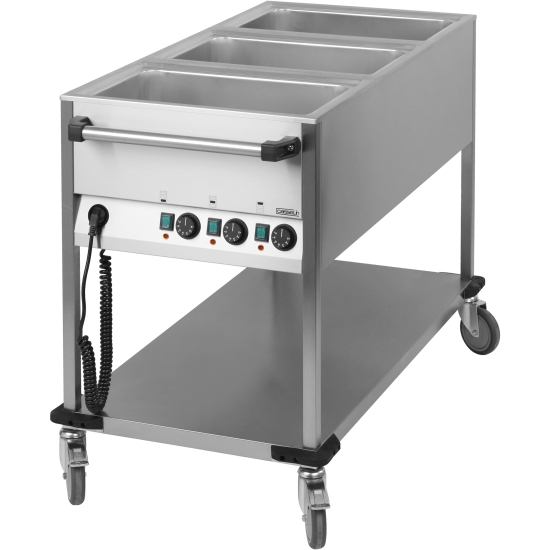 Chariot bain marie à eau 3 x GN 1/1 verticale