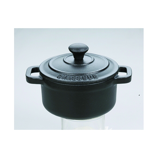 Cocotte ronde noire avec couvercle 